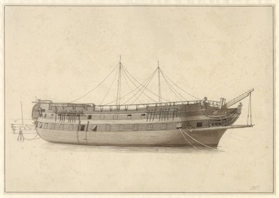 Wykładzina Danmark w dzierżawie floty przed zamontowaniem masztu. autorstwa Christoffer Wilhelm Eckersberg