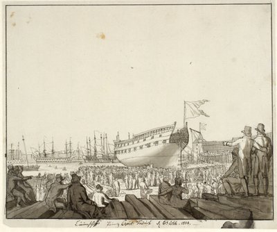 Liniowiec Prins Christian Frederik osiadł na mieliźnie autorstwa Christoffer Wilhelm Eckersberg