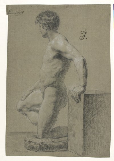 Męska figura klęcząca, profil lewy autorstwa Christoffer Wilhelm Eckersberg