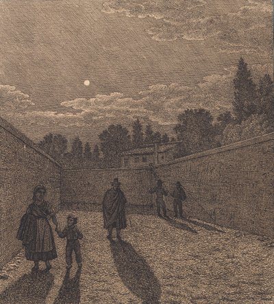 Światło księżyca nad drogą. Ilustracja do „Perspektywy liniowej”, płyta IV autorstwa Christoffer Wilhelm Eckersberg