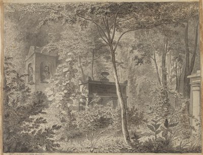 Grób Moliera w Jardin Elysée des Petits Augustins, Paryż 10 czerwca (1811) autorstwa Christoffer Wilhelm Eckersberg
