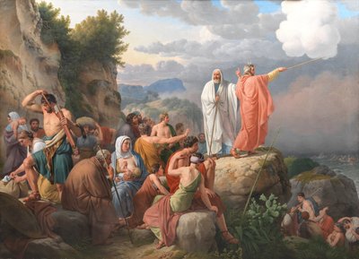 Mojżesz powoduje powrót Morza Czerwonego, a armia faraona zostaje zalana autorstwa Christoffer Wilhelm Eckersberg