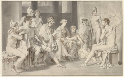Odyseusz opowiada o swoim życiu w Alkinoos autorstwa Christoffer Wilhelm Eckersberg