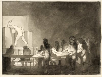 Satyra na klasę życia w Królewskiej Akademii Sztuk Pięknych autorstwa Christoffer Wilhelm Eckersberg