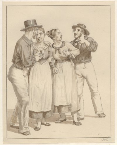Dwóch marynarzy leczy parę dziewczyn. autorstwa Christoffer Wilhelm Eckersberg