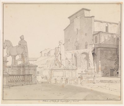 Widok na Campidoglio i Santa Maria w Aracoeli, Rzym autorstwa Christoffer Wilhelm Eckersberg