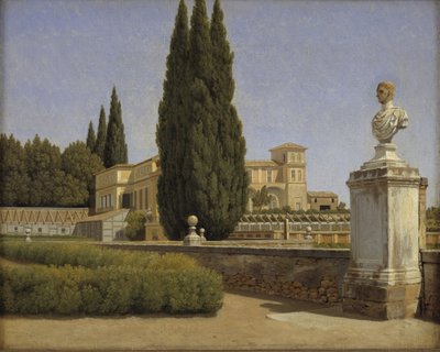 Widok na Ogrody Willi Albani. Rzym autorstwa Christoffer Wilhelm Eckersberg