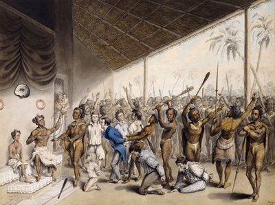 Wódz tubylczy rozkazuje Europejczyków na śmierć, 1817 r. autorstwa C. Bray