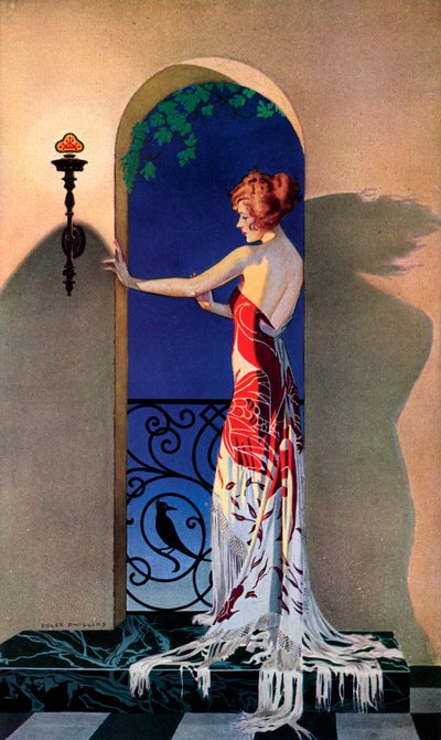 Modna kobieta z lat 20. w Hiszpanii, ok. 1925 (sitodruk) autorstwa C. Coles Phillips