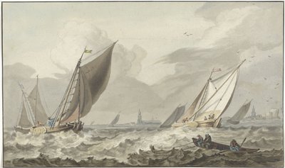 Zuiderzee z Medemblikiem przed nami autorstwa C. Dietrich (prentmaker)