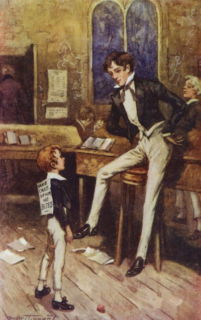 Ilustracja do książki "David Copperfield" Charlesa Dickensa (kolorowa litografia) autorstwa C. Dudley (after) Tennant