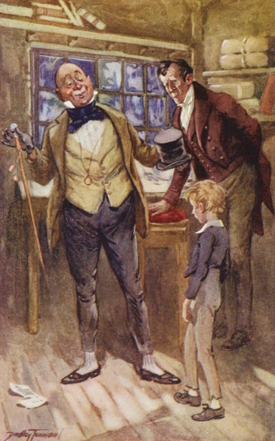 Ilustracja do książki "David Copperfield" Charlesa Dickensa (kolorowa litografia) autorstwa C. Dudley (after) Tennant