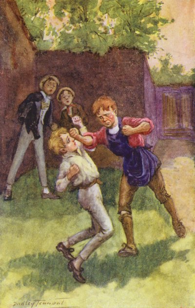 Ilustracja do książki "David Copperfield" Charlesa Dickensa (kolorowa litografia) autorstwa C. Dudley (after) Tennant