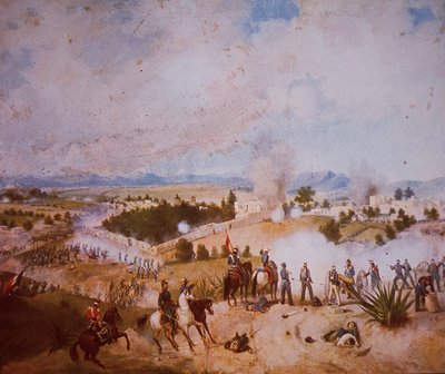 Wojna meksykańsko-amerykańska (1846-48), bitwa pod Molino del Rey, atak wojsk amerykańskich autorstwa C. Escalante