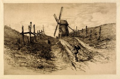 (Krajobraz z wiatrakiem) autorstwa C. F. William Mielatz