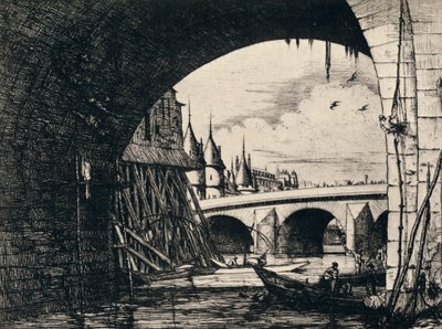 Łuk Pontu Notre-Dame, 1915 autorstwa C. H. Meryon