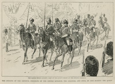 Imperial Institute: Indiańska kawaleria, część eskorty królowej podczas ceremonii otwarcia autorstwa C. Hentschell