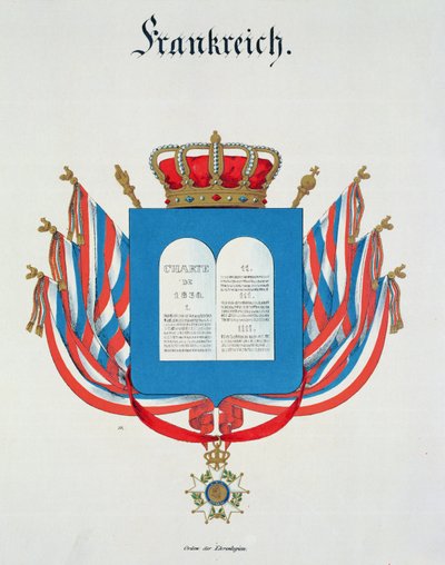 Karta i zawieszka Orderu Francuskiej Legii Honorowej, ze zbioru akwareli wydanych w Niemczech, 1830-33 autorstwa C. Hildebrandt