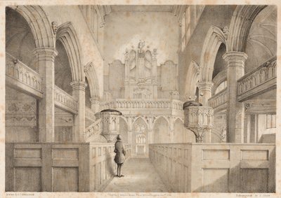 Wnętrze St. Peters, Wolverhampton, rytowane przez I. Shawa, 1848 autorstwa C. J. Greenwood