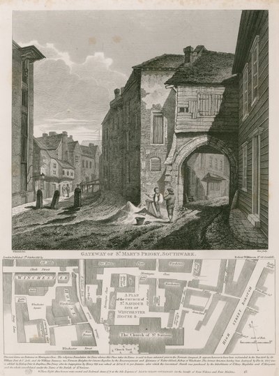 Brama klasztoru Mariackiego, Southwark autorstwa C. John Mayle Whichelo