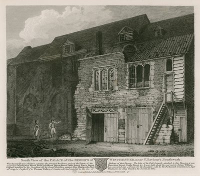 Widok od południa Pałacu Biskupów Winchester, niedaleko Bazyliki Świętego Zbawiciela, Southwark autorstwa C. John Mayle Whichelo
