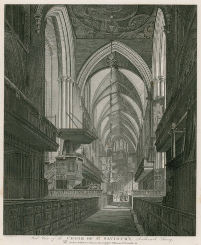 Widok zachodni na chór kościoła św Zbawiciela, Southwark, Surrey autorstwa C. John Mayle Whichelo