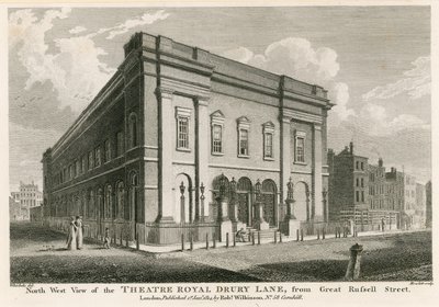 Zachodni widok na Theatre Royal, Drury Lane, Londyn, z Great Russell Street autorstwa C. John Mayle Whichelo