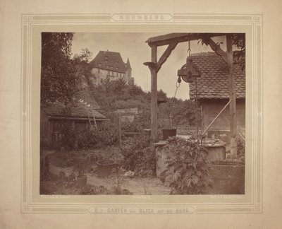 Heidelberg - Widok zamku z ogrodu, ok. 1870 r. (druk albumowy na kartonie) autorstwa C. M. Eckert