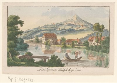 Widok na tartak w Jena Die Schneidemühle bey Jena (tytuł na obiekcie) autorstwa C. Müller