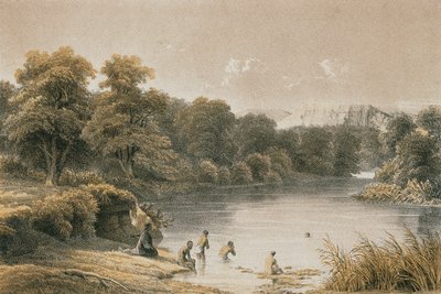 Rzeka Jordan. Etching autorstwa Schachera - Steinkopk J.F. Editore autorstwa C. Schacher