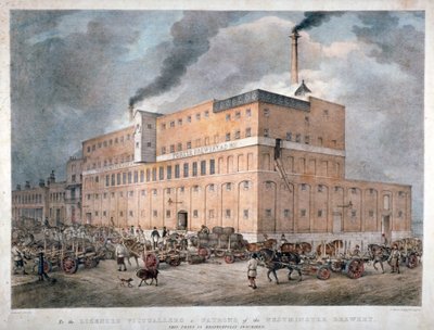 Westminster Ale i Porter Brewery na Horseferry Road, Londyn, ok. 1840 r. autorstwa C Warren