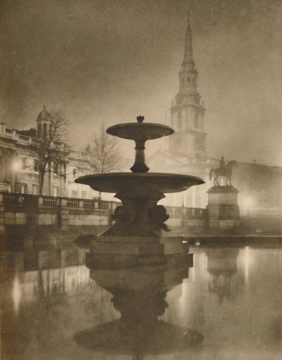 „Nocny deszcz zamienił chodniki w kałużę refleksji”, c1935. autorstwa Calkin