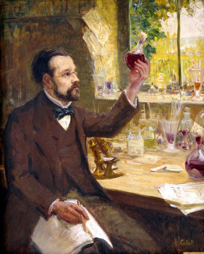 Louis Pasteur badający fermentację soku winogronowego autorstwa Callot Callot