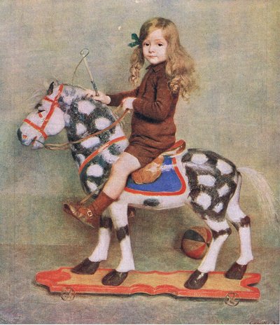 Dziewczynka z drewnianym koniem, ilustracja z My Magazine autorstwa Camille Boiry