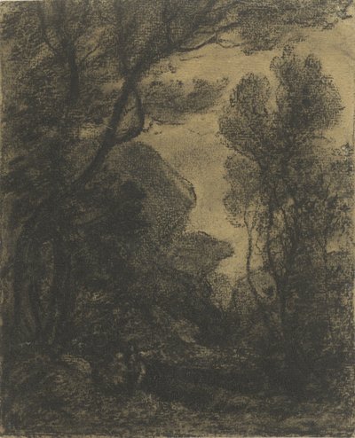 Widok na las w nocy autorstwa Camille Corot