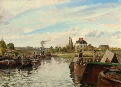 Barka na Sekwanie w Bougival, 1871 autorstwa Camille Jacob Pissarro