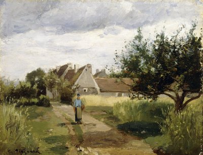 Wejście do wsi, c.1863 autorstwa Camille Jacob Pissarro