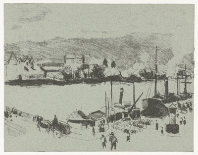 Widok na nabrzeże Sekwany w Rouen Quai Boieldieu, à Rouen autorstwa Camille Jacob Pissarro