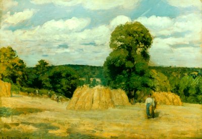Żniwa w Montfoucault, 1876 r. autorstwa Camille Jacob Pissarro