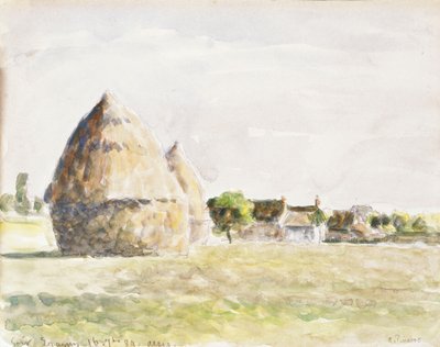 Stóg siana, Wieczór Eragny; Stóg siana, Wieczór Eragny, 1889 autorstwa Camille Jacob Pissarro