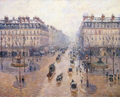 Aleja Operowa. Śnieg. Rano 1898 autorstwa Camille Jacob Pissarro