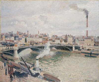 Poranek, pochmurny dzień, Rouen, 1896 autorstwa Camille Jacob Pissarro