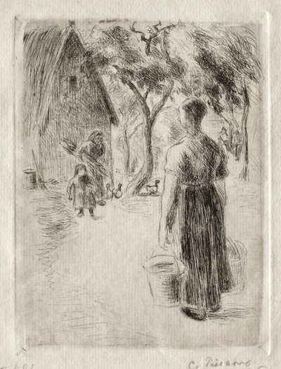 Chłopka niosąca wiadra, 1889. autorstwa Camille Jacob Pissarro