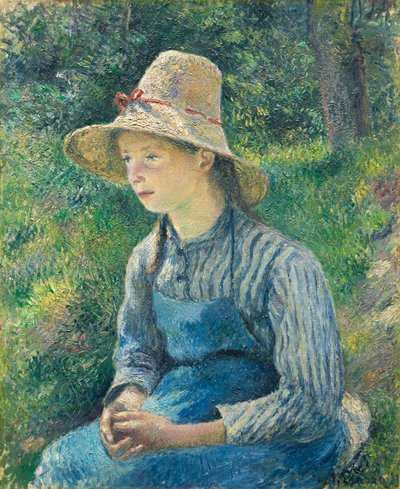 Wieśniaczka w słomkowym kapeluszu, 1881 autorstwa Camille Jacob Pissarro