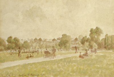 Regents Park, Londyn, 1890 (toaleta i ołówek na papierze) autorstwa Camille Jacob Pissarro