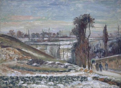 Śnieżny krajobraz w pobliżu l"Ermitażu, 1875 autorstwa Camille Jacob Pissarro