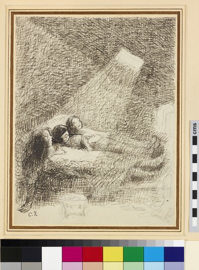 Study for The Asphysia (pióro i tusz na ołówku na papierze glazurowanym) autorstwa Camille Jacob Pissarro