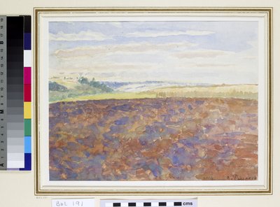 Studium krajobrazu z zaoranym polem, Eragny-sur-Epte, ok. 1887-89 (wc na papierze) autorstwa Camille Jacob Pissarro
