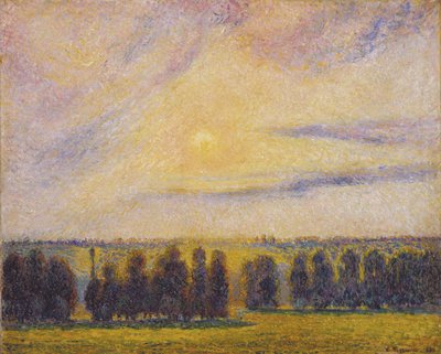 Zachód słońca w Èragny, 1890 autorstwa Camille Jacob Pissarro