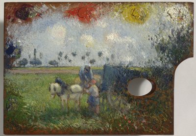 Paleta artysty z pejzażem, ok. 1878-80 autorstwa Camille Jacob Pissarro